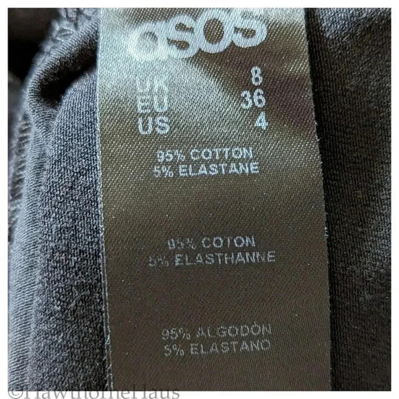 ASOS Black Dolman Sleeve Bodycon Mini Dress Size 4 Stretch Bateau Neck - Picture 4 of 5